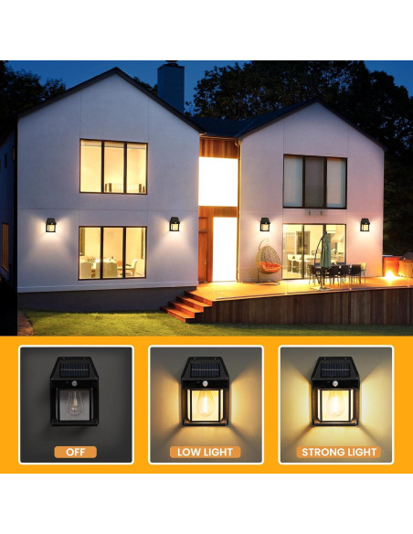 Luces de Pared Solares GIGALUMI 2 Pack con Sensor de Movimiento