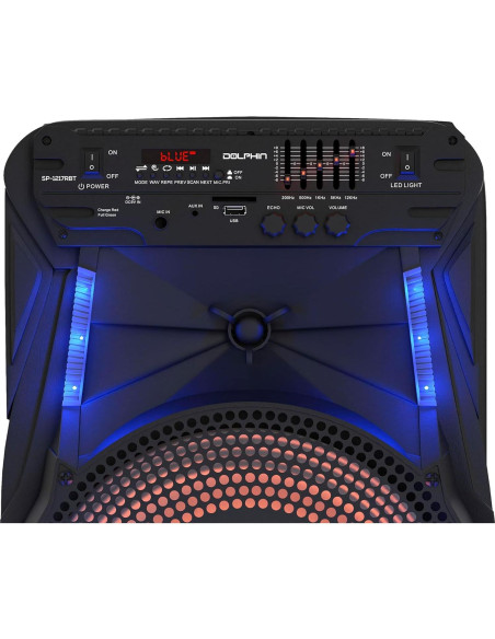 Altavoz Bluetooth Recargable 12" Dolphin - Sonido Potente, Luces LED Altavoz Bluetooth Recargable 12" Dolphin - Sonido Potente, Luces LED