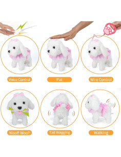 Perro Robot GOBRILLFUN Blanco Juguete Interactivo 23x14x23cm 2