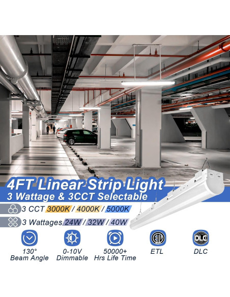 Luz LED Lineal OSTEK 4FT 24W/32W/40W Dimmable 3CCT Luz LED Lineal OSTEK 4FT 24W/32W/40W Dimmable 3CCT