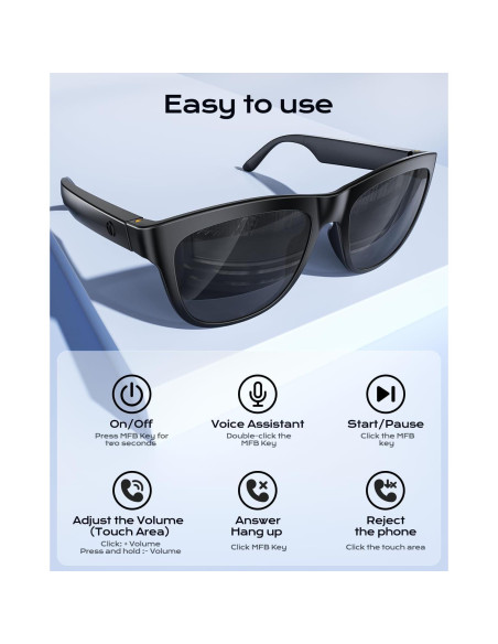 Gafas de Sol Inteligentes XO con Bluetooth y UV400 - Negro Gafas de Sol Inteligentes XO con Bluetooth y UV400 - Negro