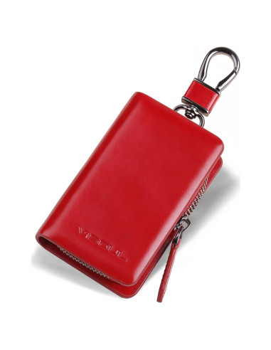 Funda de Llave de Coche de Cuero VISOUL Rojo Universal