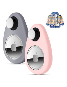 Soporte AirTag JUCONU 2 Paquete Rosa y Gris para Niños