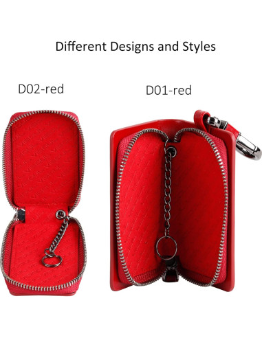 Funda de Llave de Coche de Cuero VISOUL Rojo Universal