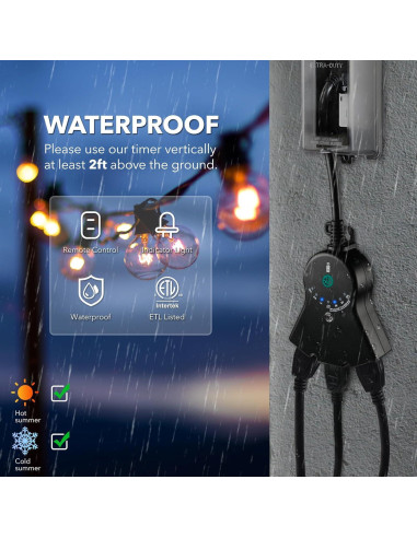 Temporizador de Luz Exterior BN-LINK con Control Remoto 3 Salidas