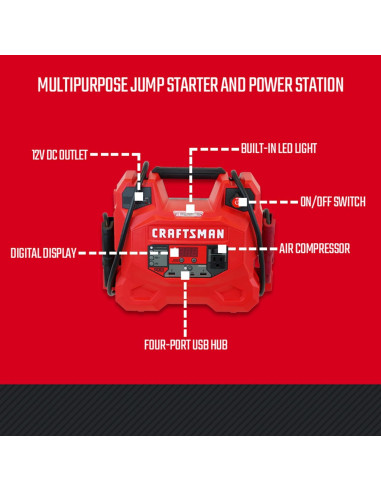 CRAFTSMAN Arrancador de Salto 1200A 12V y Estación Energía