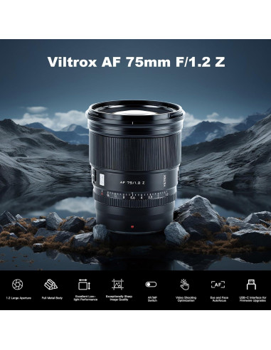 Lente VILTROX 75mm f/1.2 AF para Nikon Z - Gran Apertura