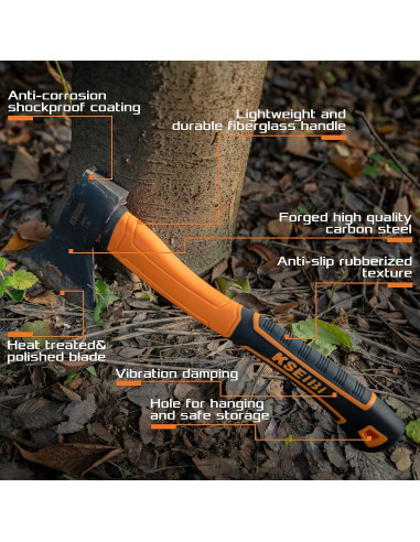 Hacha de Camping KSEIBI 600g, Mango Antideslizante 38.1cm