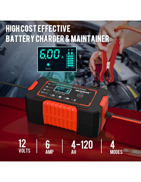 Cargador de Batería NEXPEAK NC101 12V 6A Mantenedor Cargador de Batería NEXPEAK NC101 12V 6A Mantenedor