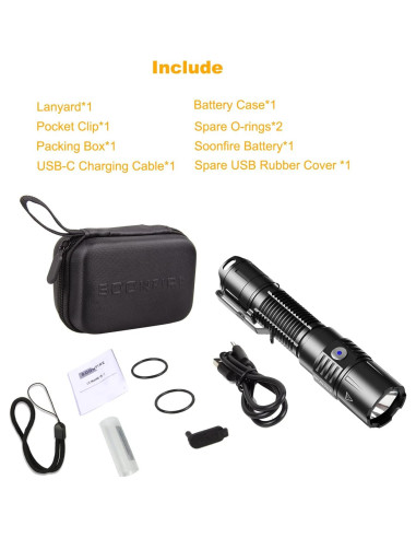 Linterna Táctica LED Soonfire MX75 2530 Lúmenes USB-C