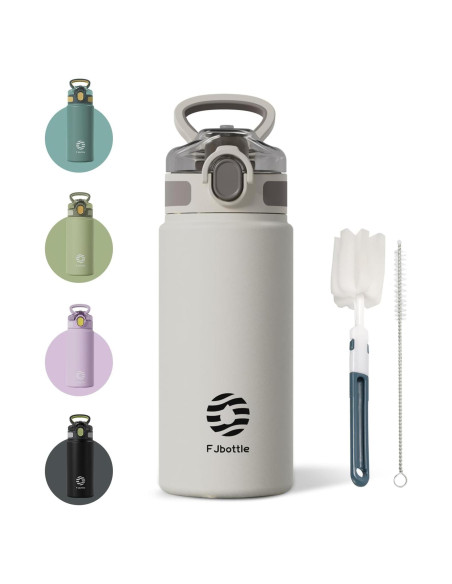 Botella de Agua Aislada Fjbottle 591 ml con Pajilla - Blanca Botella de Agua Aislada Fjbottle 591 ml con Pajilla - Blanca