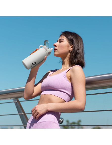 Botella de Agua Aislada Fjbottle 591 ml con Pajilla - Blanca Botella de Agua Aislada Fjbottle 591 ml con Pajilla - Blanca