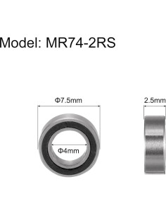 10 Rodamientos de Bolas MR74-2RS Doble Sellado 2.5x7x4mm 2