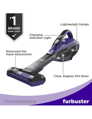 Aspiradora de mano BLACK+DECKER HLVA325JP07 para mascotas