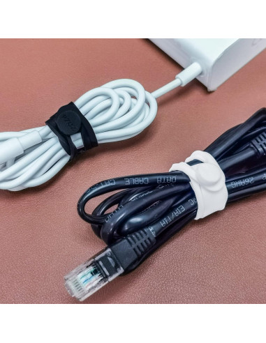 Bridas de Cable Reutilizables PZOZ 10 Pcs Silicona Blanca