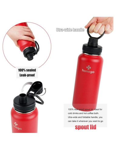 Botella de Agua Honogo 32 oz Acero Inoxidable Rojo