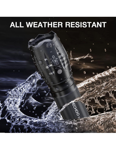 Linterna Táctica RECHOO S1500 Paquete de 4 LED Impermeable