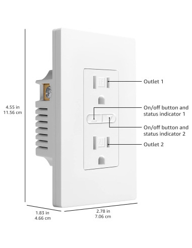 Enchufe Inteligente Amazon Basics Empotrado Wi-Fi 2.4 GHz