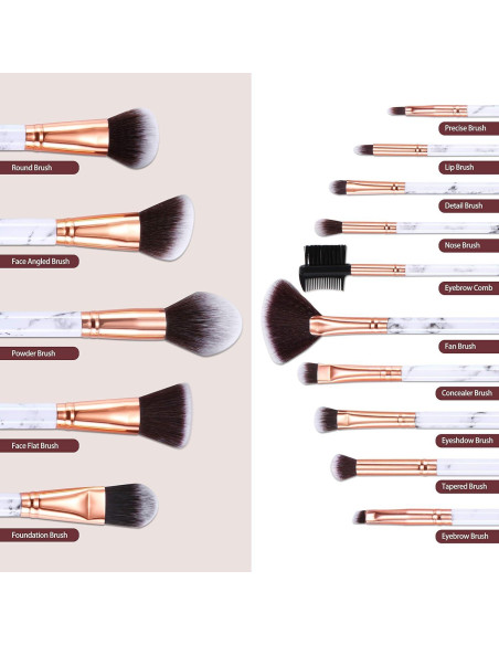 Conjunto de Pinceles de Maquillaje DUAIU 15 Pcs Profesional Conjunto de Pinceles de Maquillaje DUAIU 15 Pcs Profesional