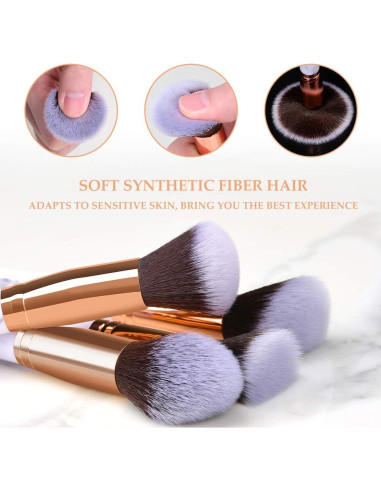 Juego de Brochas de Maquillaje HEYMKGO 10PCS + 2 Esponjas Puff