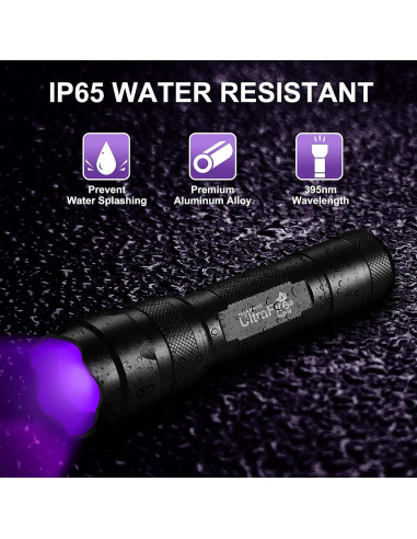 Linterna UV UltraFire 395-405 nm Luz Negra para Detectar Orina