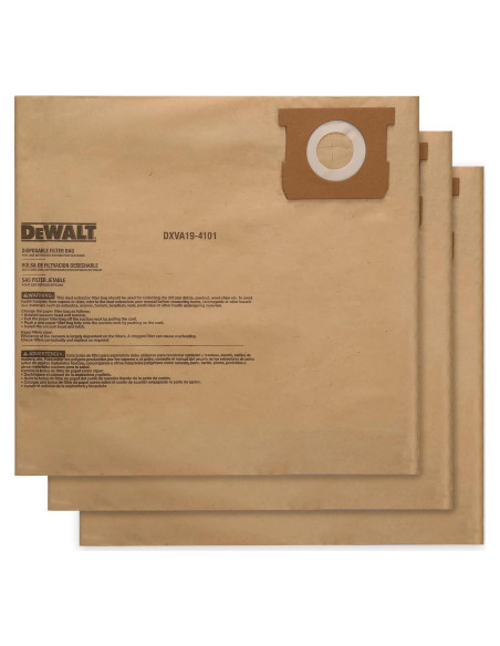 Bolsa de Filtro Desechable DeWALT 6-10 Galones - 3 Pzas Bolsa de Filtro Desechable DeWALT 6-10 Galones - 3 Pzas