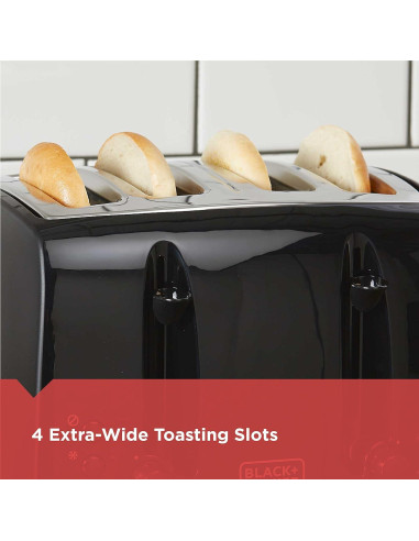 Tostadora 4 Rebanadas BLACK+DECKER TR1410BD Extra Ancha