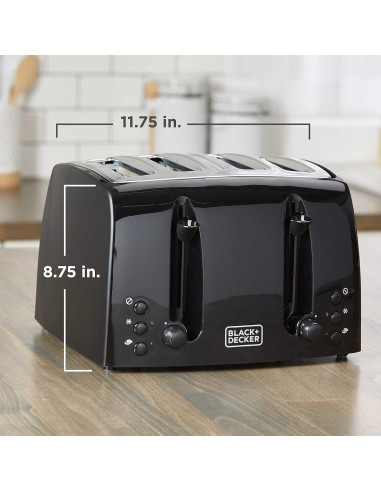 Tostadora 4 Rebanadas BLACK+DECKER TR1410BD Extra Ancha