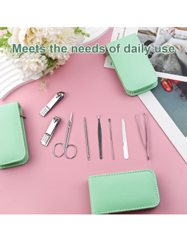 Kit de Manicura Terdey 8 en 1 Acero Inoxidable Verde 12 Pzas
