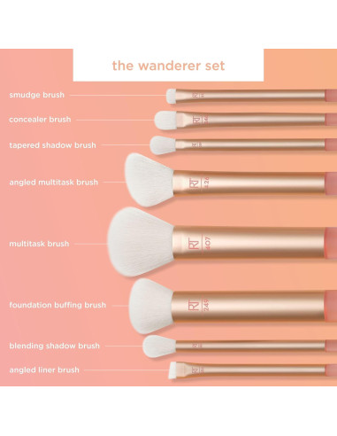 Set de Brochas de Maquillaje Real Techniques The Wanderer 9 Piezas
