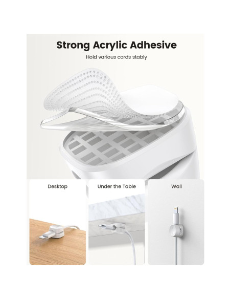Organizador de Cables Lamicall 8 Pack Clips Adhesivos Blanco Organizador de Cables Lamicall 8 Pack Clips Adhesivos Blanco