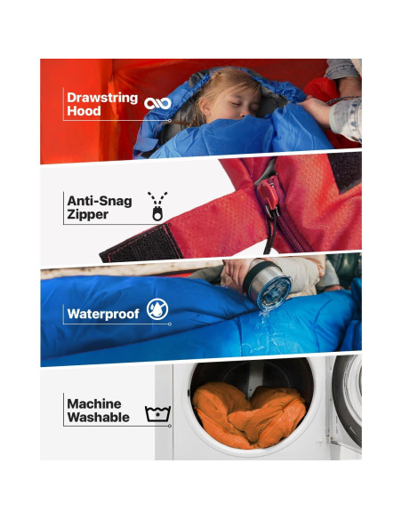 Saco de Dormir MalloMe 3 Temporadas 80x220cm Impermeable Saco de Dormir MalloMe 3 Temporadas 80x220cm Impermeable