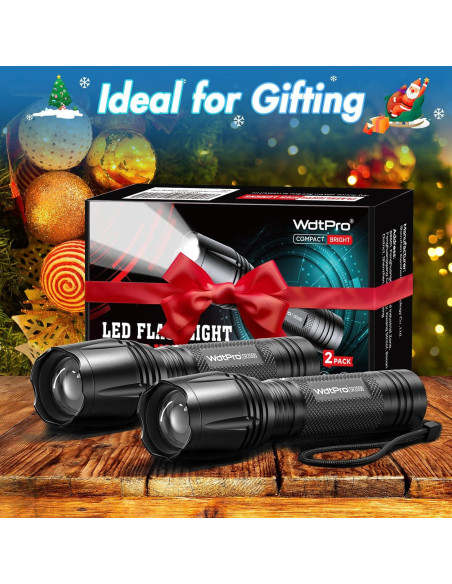 Linterna LED WdtPro SR2000 Pro, 2 Paquete, 5 Modos, Zoomable Linterna LED WdtPro SR2000 Pro, 2 Paquete, 5 Modos, Zoomable