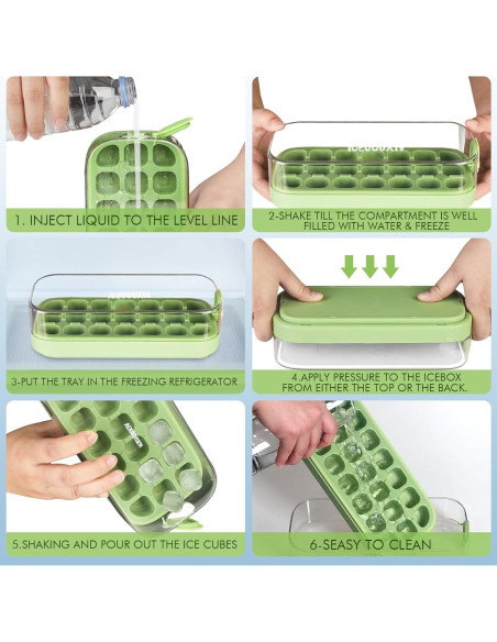 Bandeja de Hielo Silicone LettreQ 21 Cubos Fácil Liberación Bandeja de Hielo Silicone LettreQ 21 Cubos Fácil Liberación