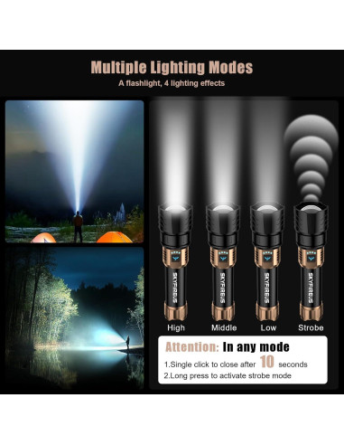 Linterna LED Recargable SKYFIRE 1500000lm Impermeable