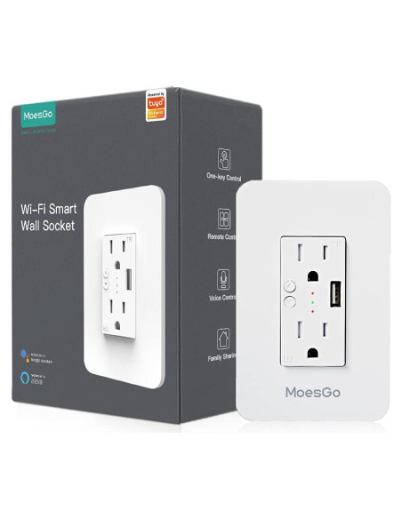 Enchufe Inteligente MoesGo con USB y Control Remoto WiFi Enchufe Inteligente MoesGo con USB y Control Remoto WiFi