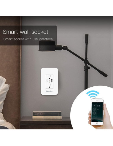 Enchufe Inteligente MoesGo con USB y Control Remoto WiFi