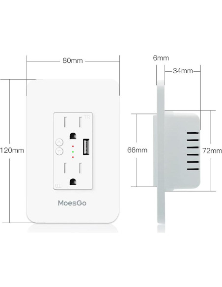 Enchufe Inteligente MoesGo con USB y Control Remoto WiFi Enchufe Inteligente MoesGo con USB y Control Remoto WiFi