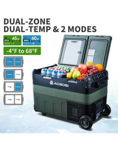 Refrigerador de Coche AAOBOSI 40L Doble Zona Control APP