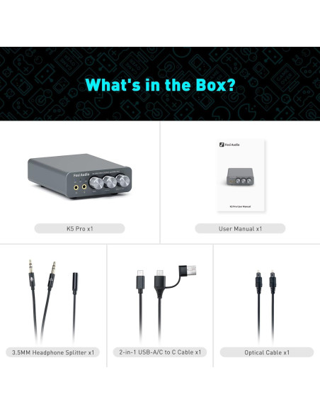 Amplificador DAC Fosi Audio K5 Pro USB Tipo C para Gaming Amplificador DAC Fosi Audio K5 Pro USB Tipo C para Gaming