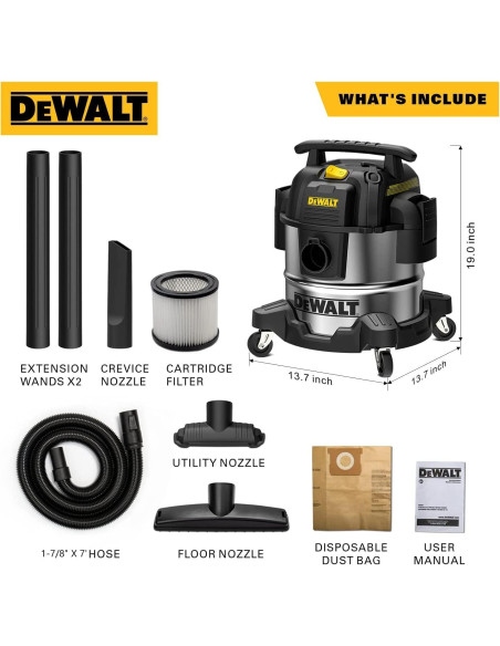 Aspiradora Húmeda/Seca DEWALT DXV05S 5 Galones 4 HP Aspiradora Húmeda/Seca DEWALT DXV05S 5 Galones 4 HP