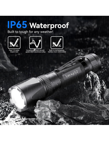 Linternas Recargables LETMY 2000 Lúmenes 2 Paquete LED Tácticas