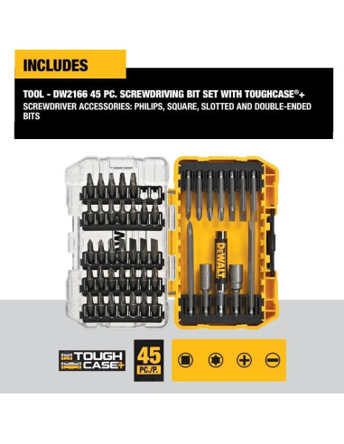Juego de Puntas de Destornillador DEWALT 45 Piezas con Estuche