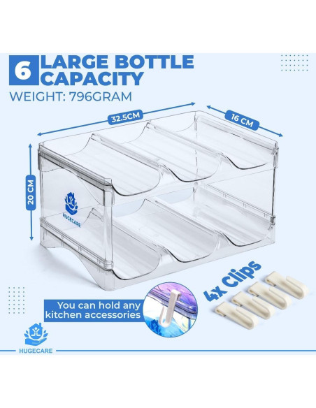 Organizador de Botellas HUGE CARE - Apilable 6 Botellas Organizador de Botellas HUGE CARE - Apilable 6 Botellas