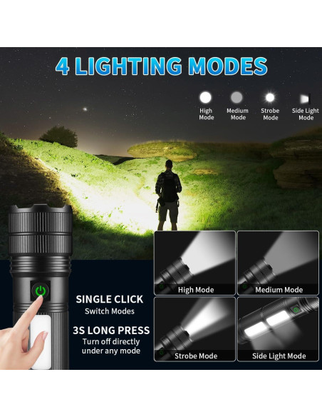 Linterna LED Recargable KYEKIO 20.32 cm Alta Potencia Linterna LED Recargable KYEKIO 20.32 cm Alta Potencia