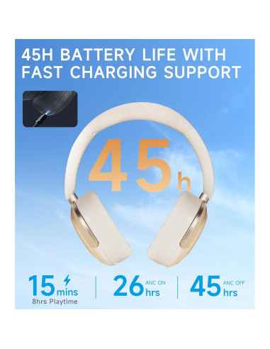 Auriculares Inalámbricos Edifier Atom Max - 45H ANC Blanco