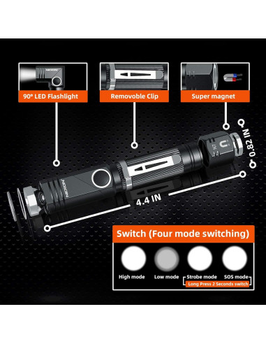 Linterna Táctica NICRON N7 600 Lúmenes LED IP65 90