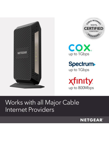 Módem NETGEAR CM1000 DOCSIS 3.1 Gigabit 1 Gbps Negro