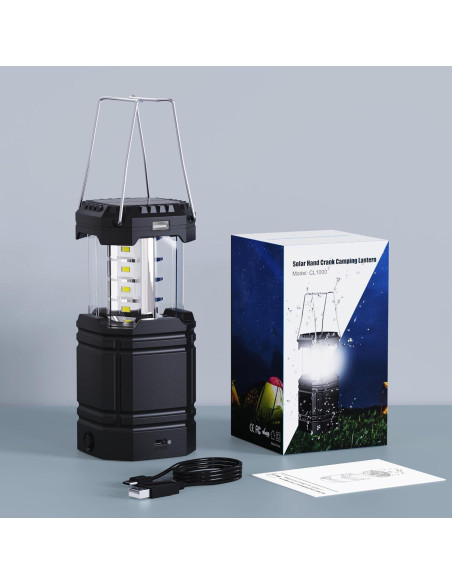 Linterna de Camping Mesqool 3000mAh LED USB Solar Portátil Linterna de Camping Mesqool 3000mAh LED USB Solar Portátil