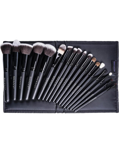 Conjunto de Pinceles de Maquillaje SHANY 18 Piezas Kabuki Negro